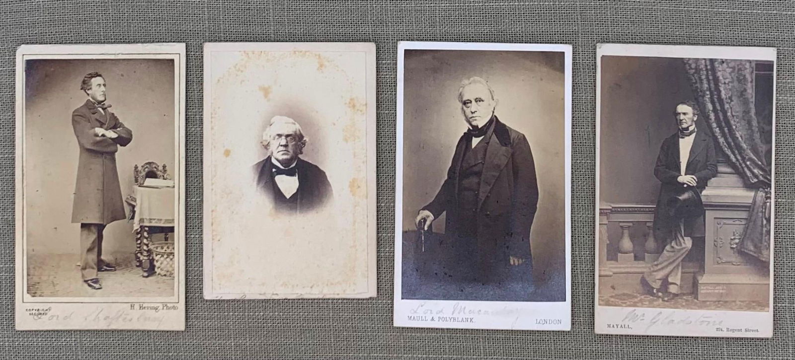 1860s London Carte de Visites: William Thackeray, Lord Macaulay, W E Gladstone, Earl Shaftesbury (1 of 4)