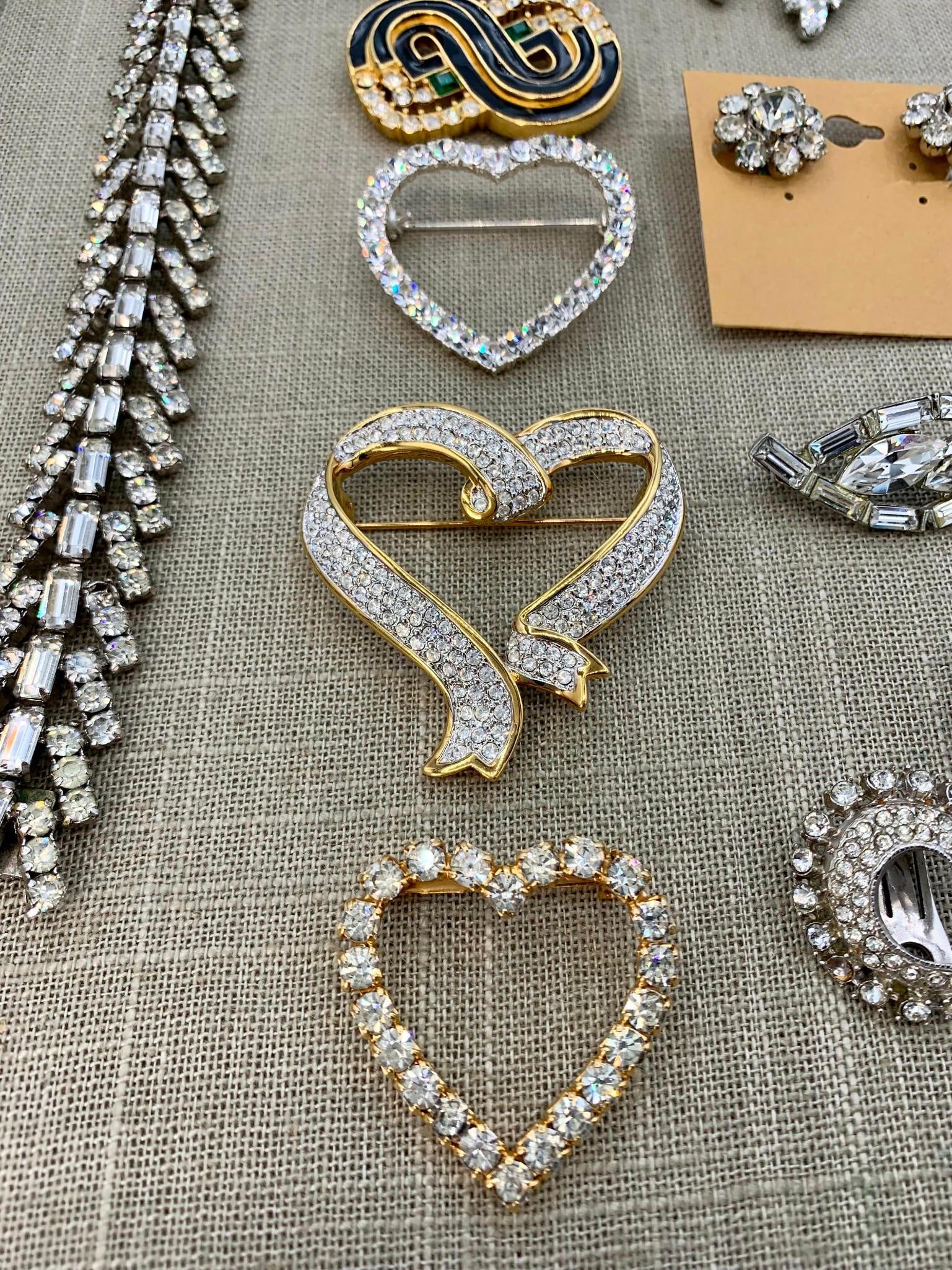 15 pc Vintage 1930s to 1990s Glittering Rhinestone Costume Jewelry Lot (1 of 8)