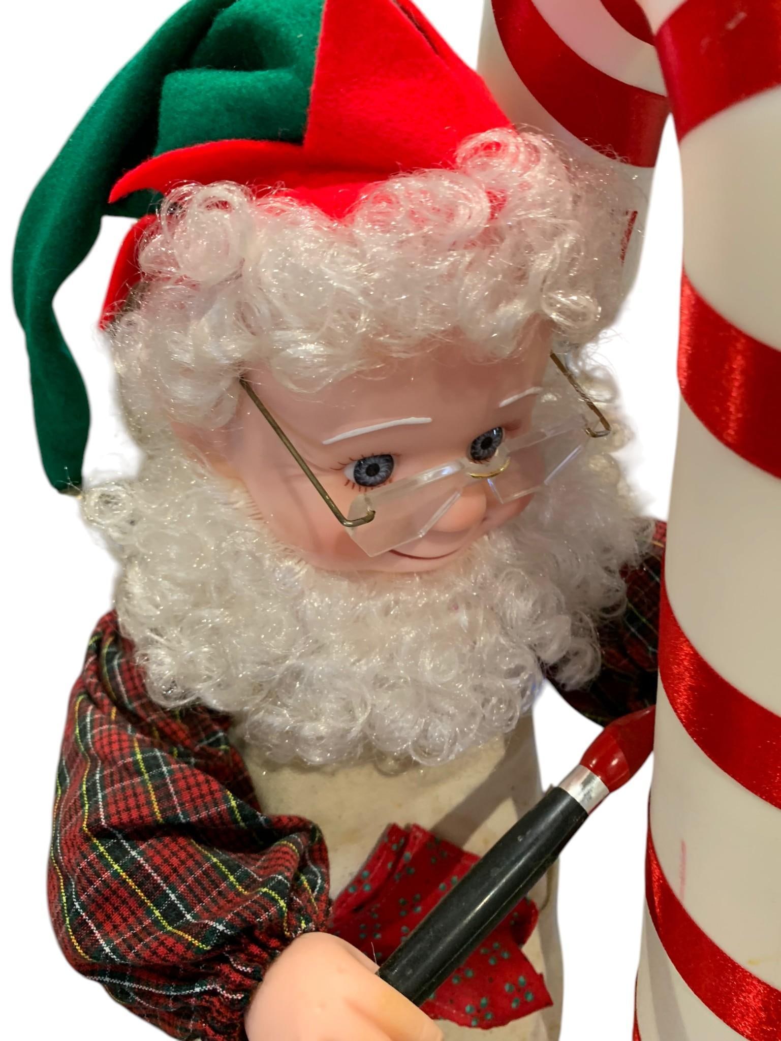 Large Animated Vintage Electric Santa's Workshop Christmas Elf Painting Candy Cane Decoration (1 of 7)