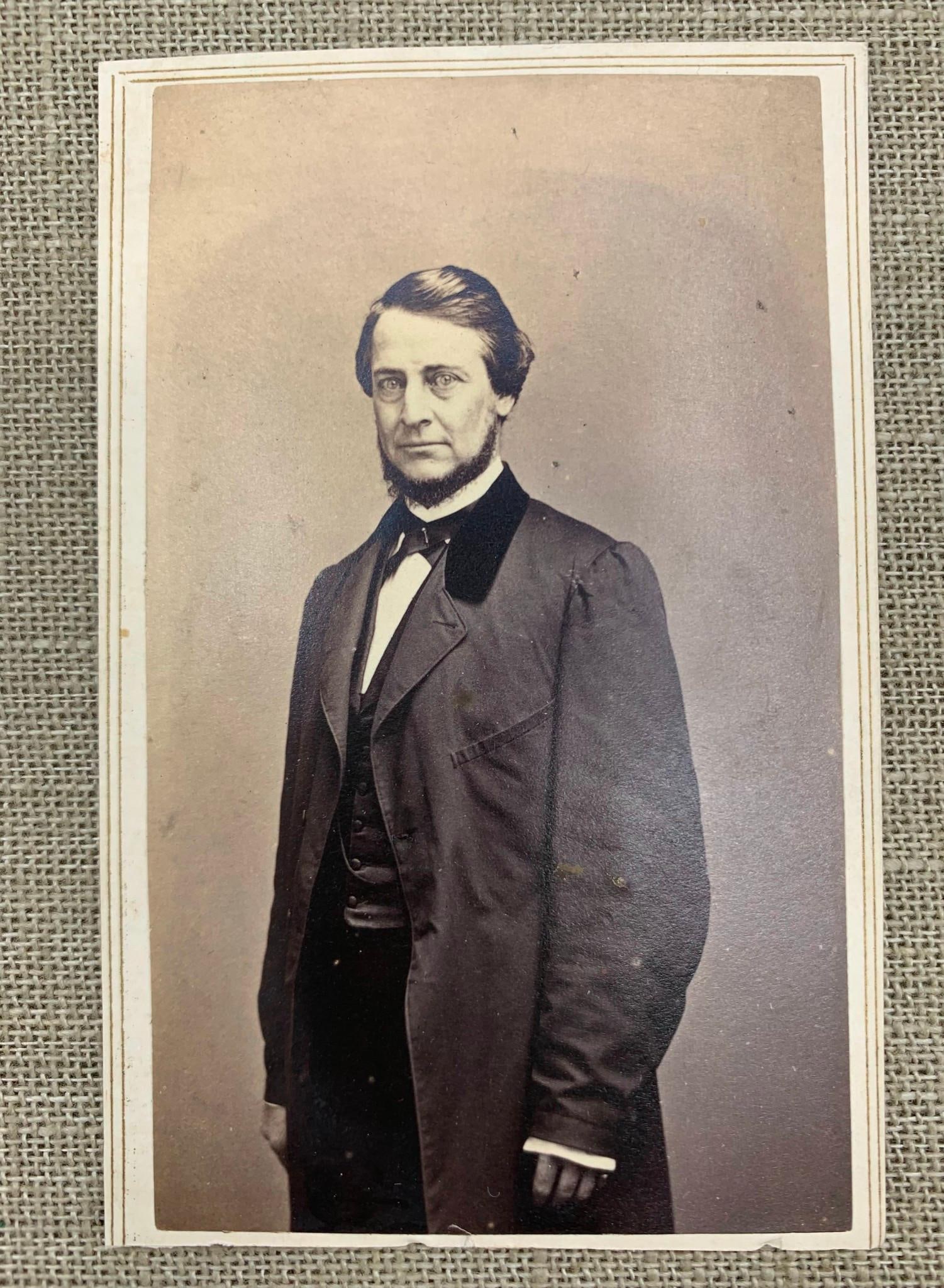 1860s Anti-War Democratic Politician, Lawyer, Copperhead Leader Clement Laird Vallandigham CDV: Original period piece, trimmed along the bottom, noted as dying by a accidental self inflicted gunshot wound during a court murder trial demonstration, penciled writing on rear.