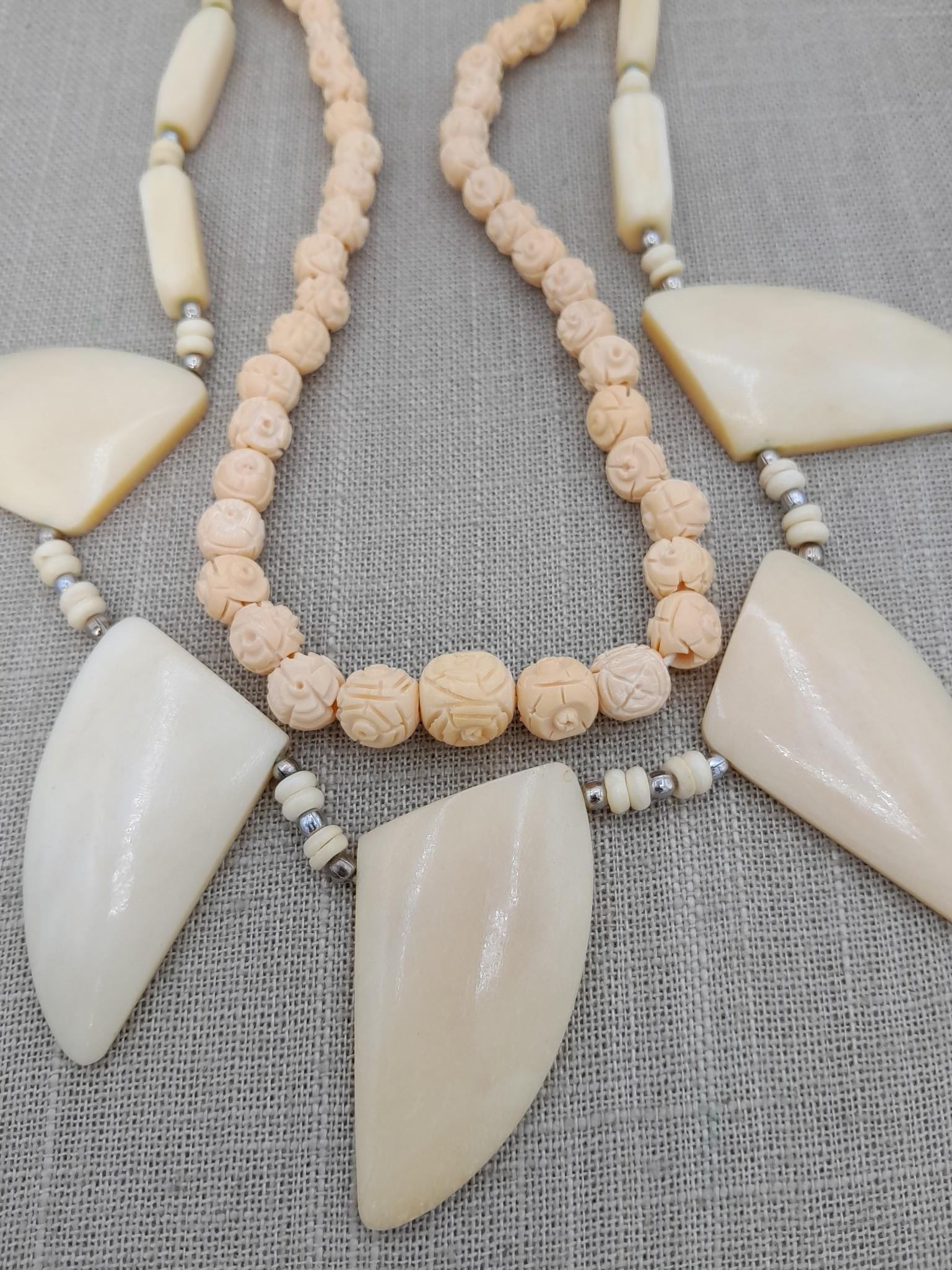 Two Vintage Hand Carved Natural Material Necklaces (1 of 10)