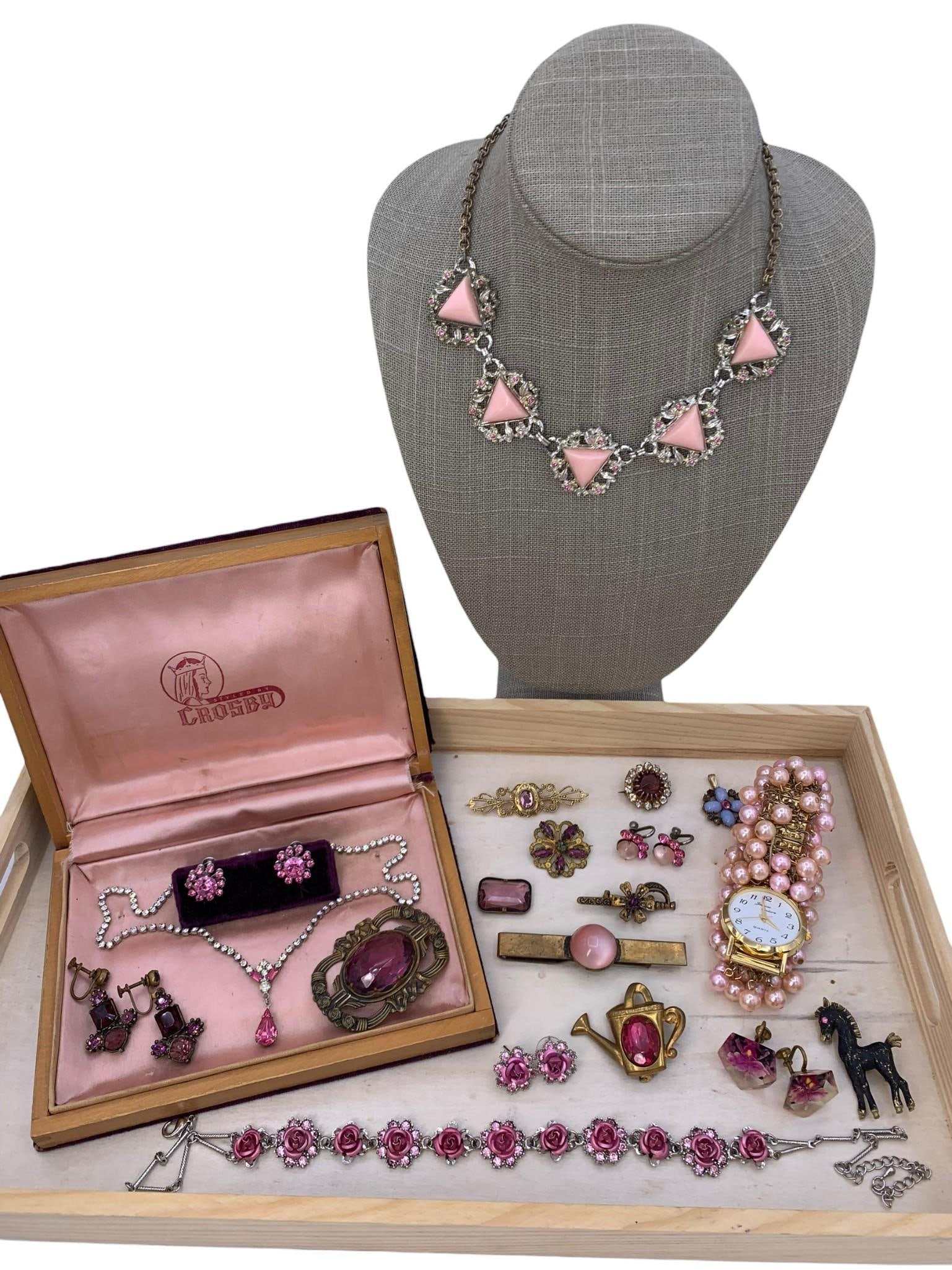 25 pc Edwardian to 1980s Rose & Plum Costume Jewelry Collection (1 of 15)