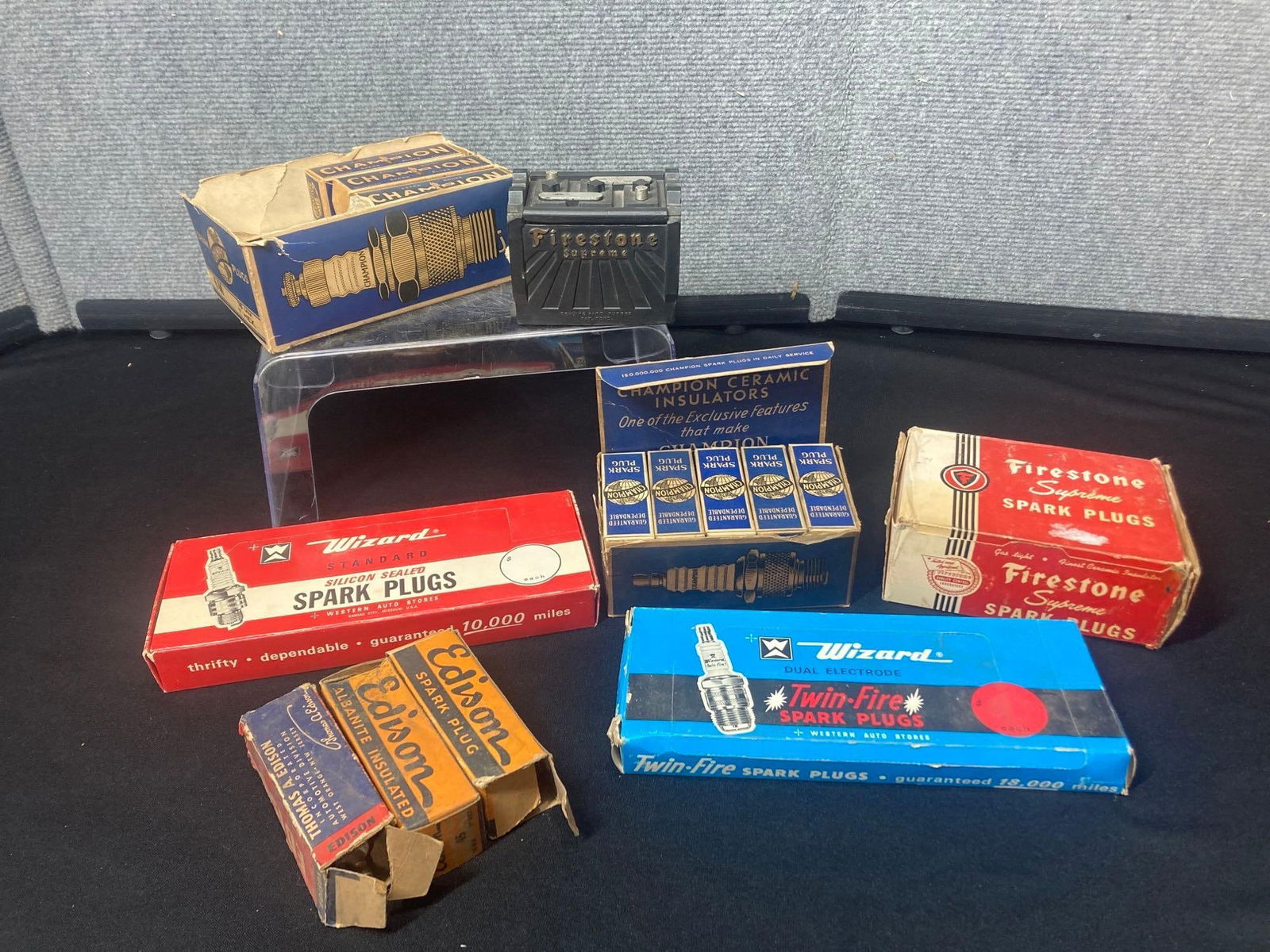 Champion, Firestone, Wizard, and Edison Spark plugs (1 of 8)