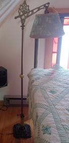 Early ornate Victorian cast iron and brass floor lamp