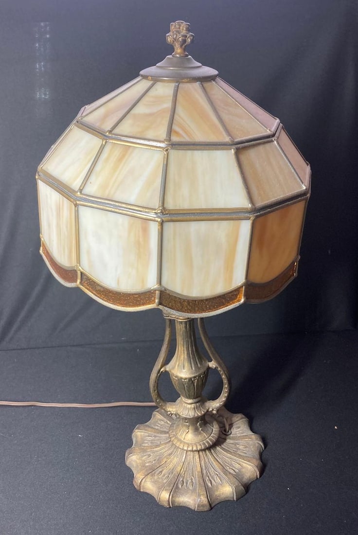 Stained glass and brass table lamp (1 of 5)