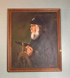 Oil on canvas Sea captain painting