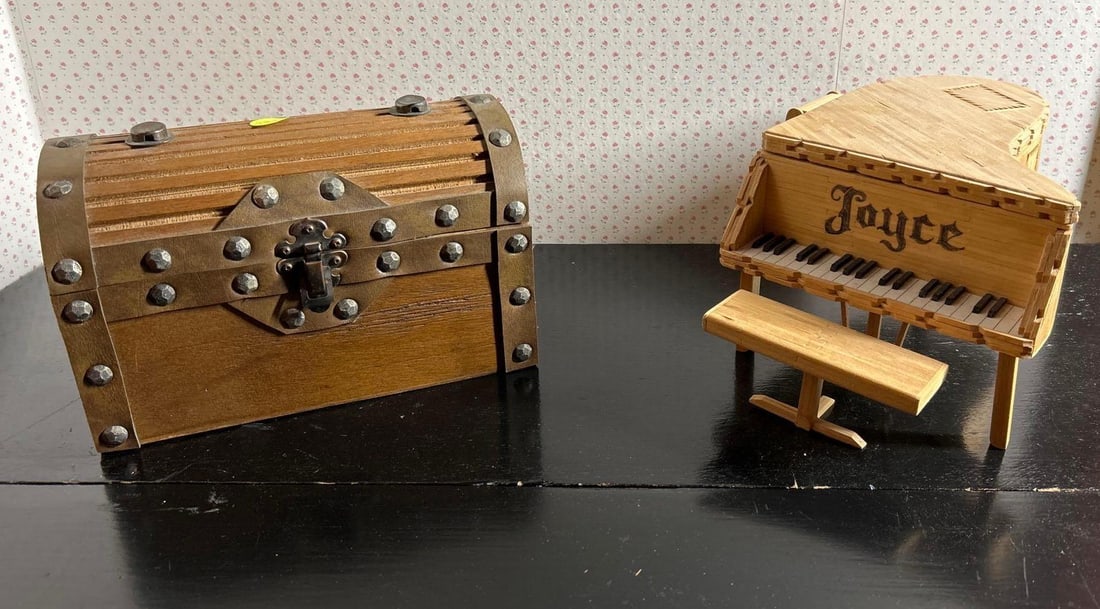 Matchstick made piano and Domed Trunk chest (1 of 5)