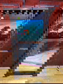 Reverse painted glass mirror