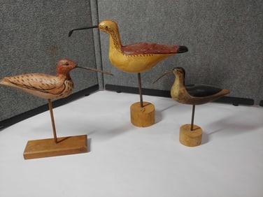 Wood Carved Shore Birds