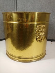 Hammered Brass Lion Head Kindling Bin
