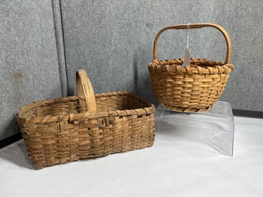 Pair of Early Hand Woven Baskets