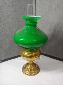 Rayo Brass oil lamp and French Glass shade