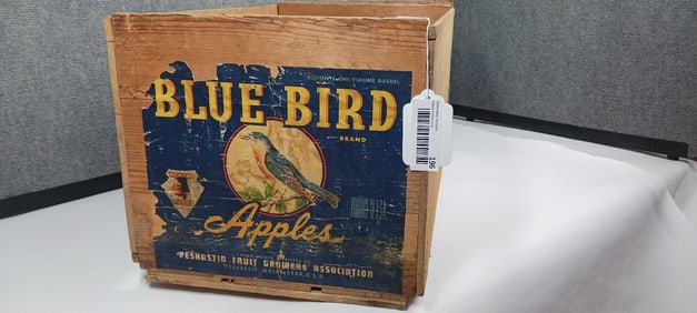 Blue Bird Apples Wooden Crate