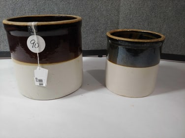 Two Toned Stoneware Crocks