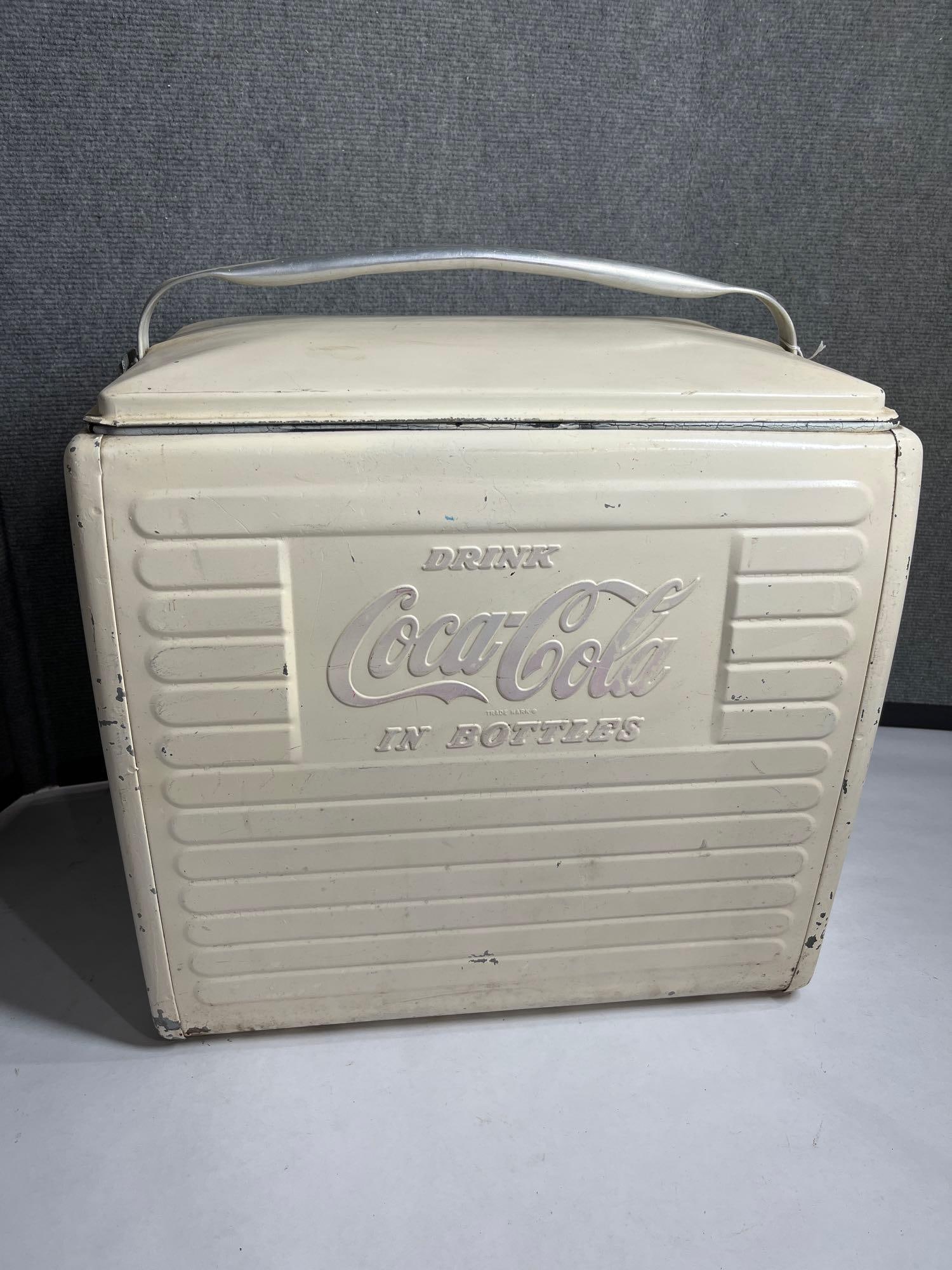 White Embossed Coca Cola Cooler (1 of 6)