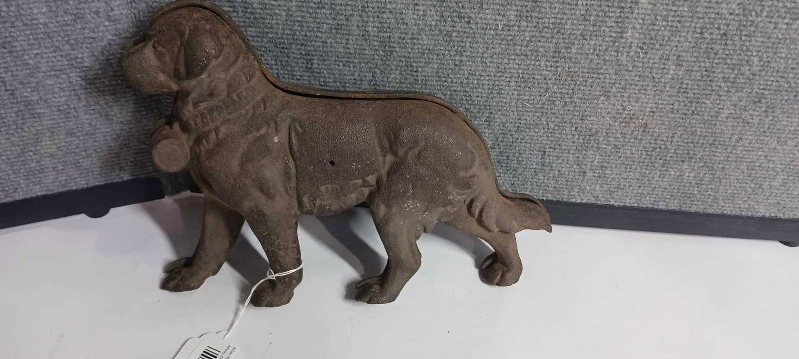 St Bernard Cast Iron Door Stop: Screw is missing to hold parts together. Otherwise good solid condition. 11x8