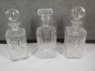 Waterford Lismore Style Crystal Cut Glass Decanters