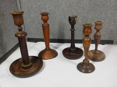 Solid Wood Turned Candle Holders