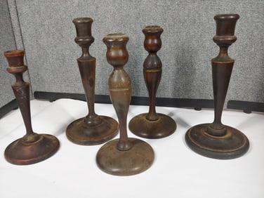 Solid Wood Turned Candle Holders