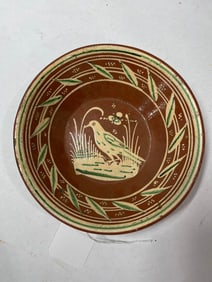 Redware Dove Decorated Bowl