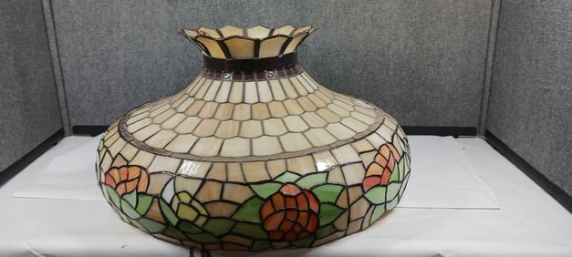 Large Rose Stained Glass Chandelier