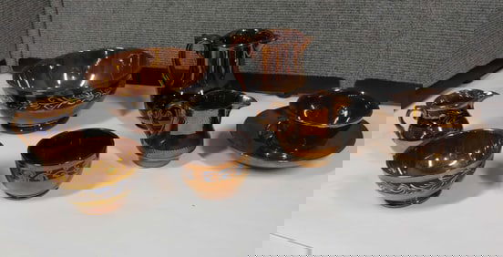 Staffordshire Copper Lustreware Dishes