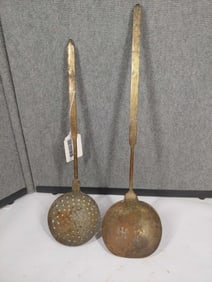Hammered Brass Strainer and Scoop