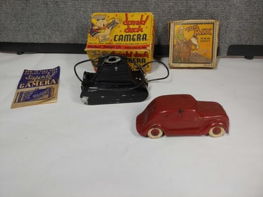 Donald Duck Camera, Tom Mix 16MM FIlm and Goodyear Rubber Car