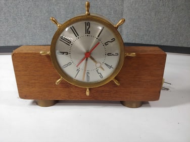 Mid Century Ship Wheel Clock