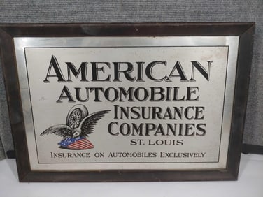 American Automobile Insurance Co Tin Framed Sign