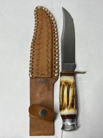 Handmade Stag Horn Handle Hunting Knife