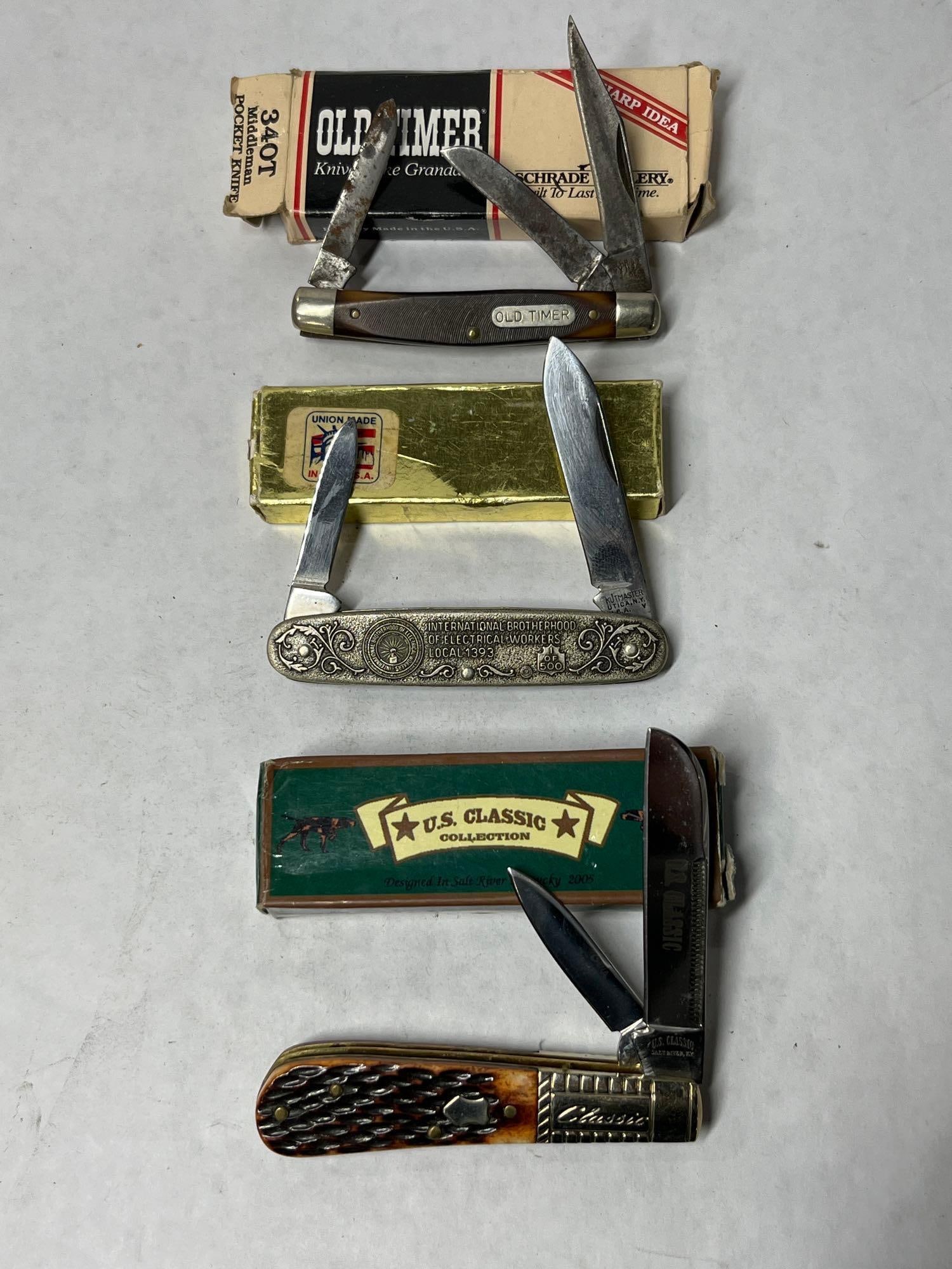 LOT OF 3 USA POCKET KNIVES INC OLD TIMER, US CLASSIC AND (1 of 8)