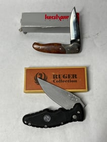 RUGER COLLECTION & KERSHAW POCKET KNIVES LOT OF 2