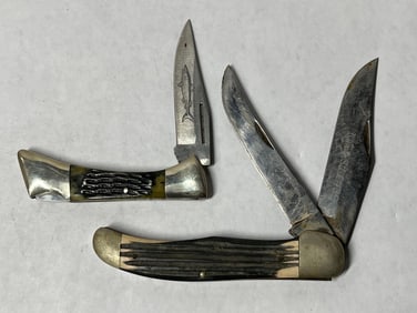 QUEEN STEEL NO. 39 DOUBLE BLADE & FROST CUTLERY POCKET KNIVES LOT OF 2