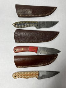 3 Hand Forged Damascus Blade knives