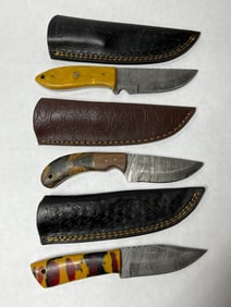 3 Hand Forged Damascus Blade knives