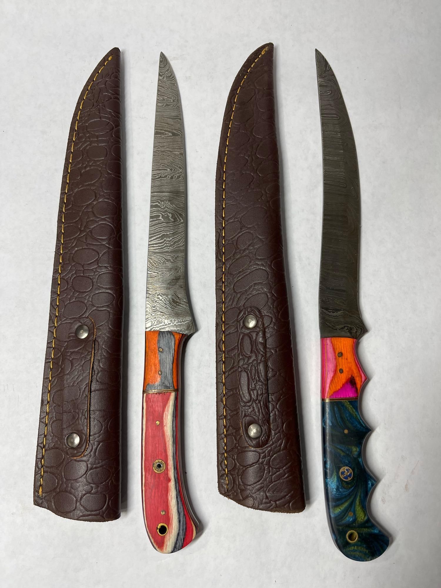 Damascus Blade Long handled Knives (1 of 3)