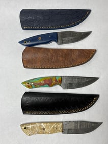 3 Hand Forged Damascus Blade knives