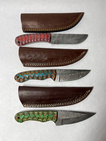 3 Hand Forged Damascus Blade knives