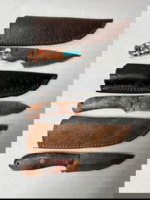 3 Hand Forged Damascus Blade knives