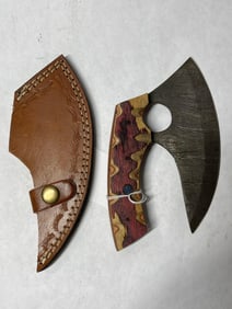 Damascus Steel Wood Handled Ulu