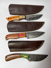 3 Hand Forged Damascus Blade knives