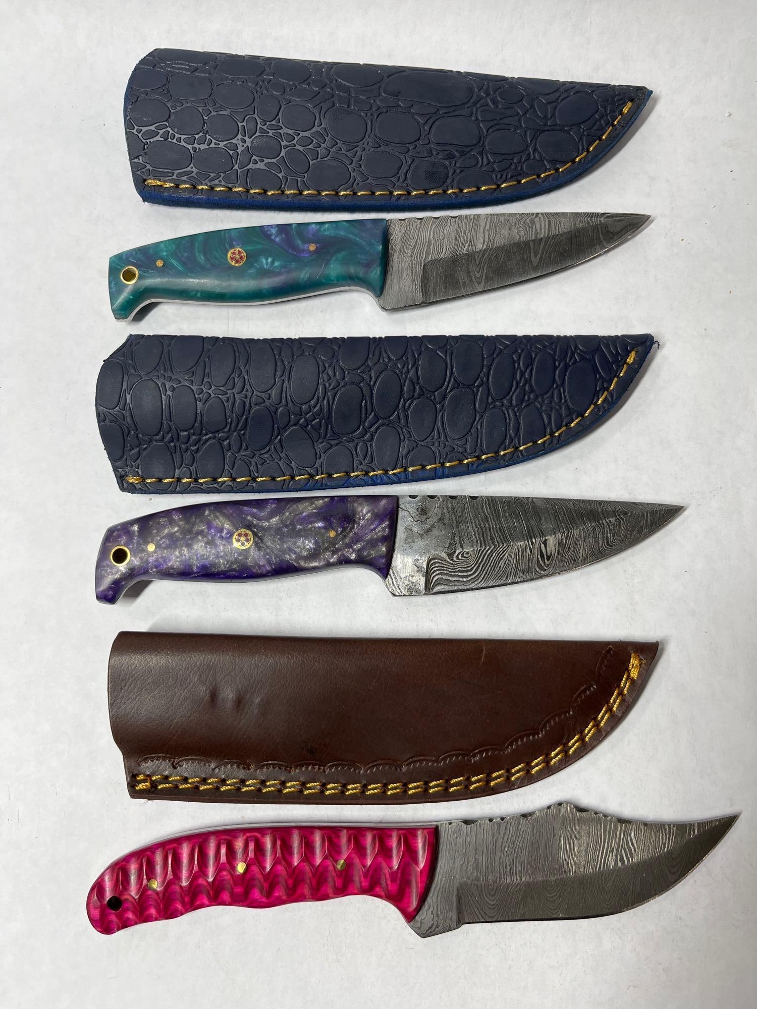 3 Hand Forged Damascus Blade knives (1 of 4)