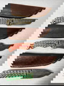 3 Hand Forged Damascus Blade knives