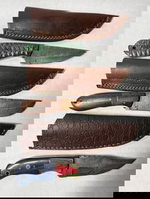 3 Hand Forged Damascus Blade knives