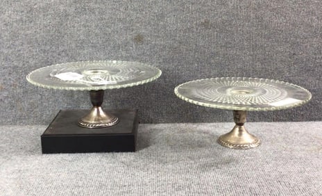 Crystal Cake Plate W Sterling Silver Base