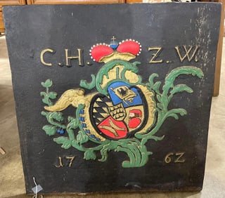 Cast Iron Coat of Arms C.H.Z.W Plaque