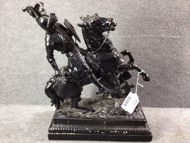 KNight in Suit of Armor Cast Metal Sculpture