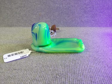 Akro Agate Uranium Glass Ashtray and lighter