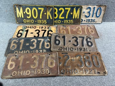 1927-1936 Ohio License Plates